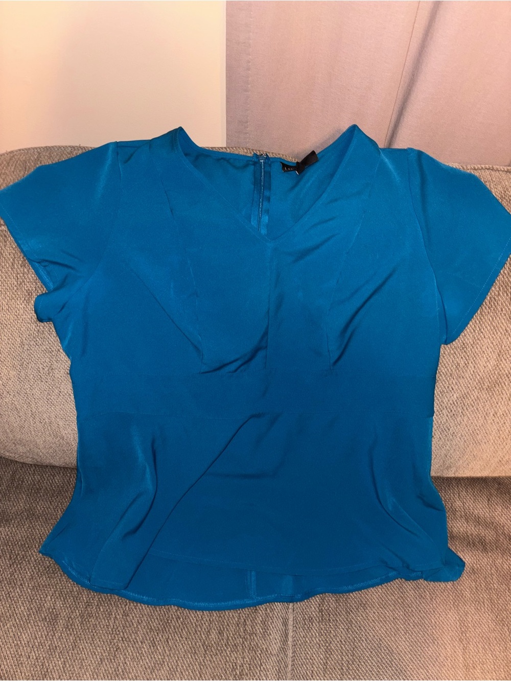 Lane Bryant Teal Short Sleeve V-Neck Blouse